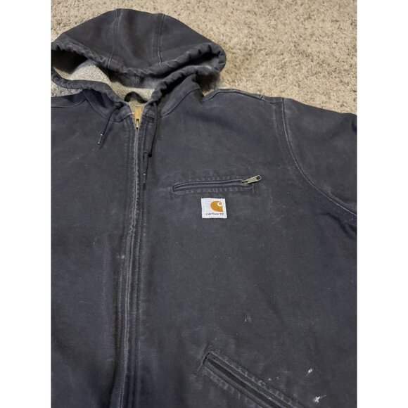 CARHARTT Washed Gray Duck Sherpa Lined Jacket Hoodie Outdoor Utility Workwear XL - Picture 13 of 15